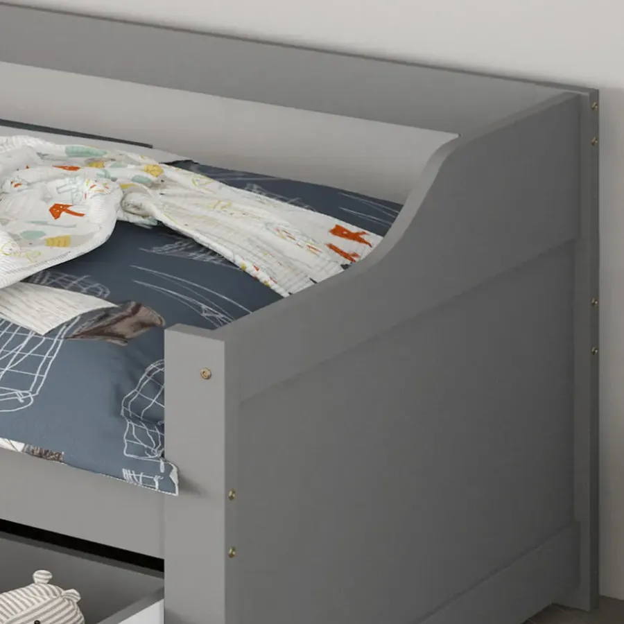 Kinderbedden-Merkloos HOME DELUXE COSMOS kinderbed met lades - 90 x 200 cm grijs