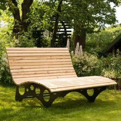 Merkloos HOME DELUXE golfhouten ligstoel TAIGA incl. kussen Aantal: 1