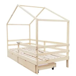 Merkloos HOME DELUXE Kinderbed WOLKENLAND Naturel Met Lades