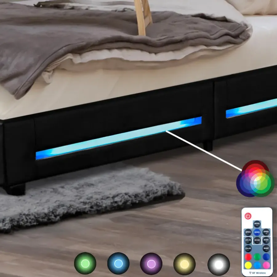 1-Persoons Bedden-Merkloos HOME DELUXE LED bed ASTEROID zwart 90 x 200 cm