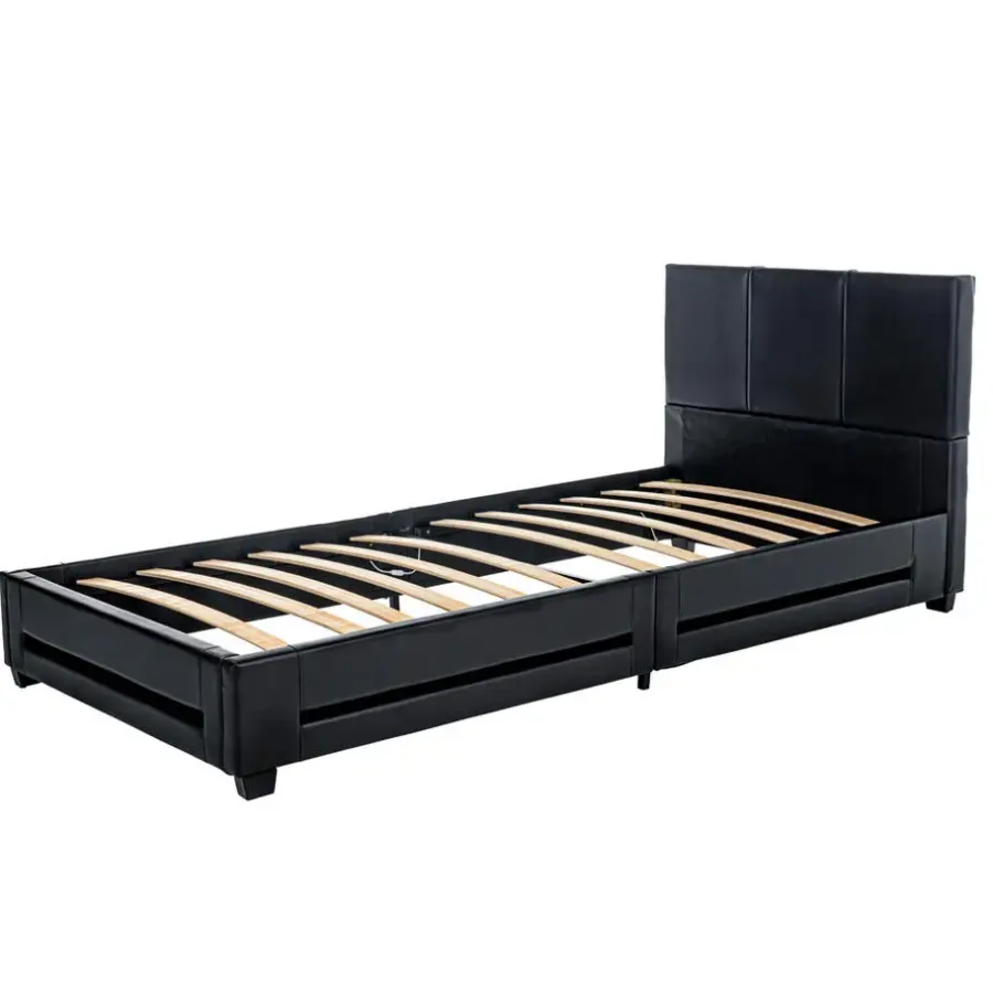 1-Persoons Bedden-Merkloos HOME DELUXE LED bed ASTEROID zwart 90 x 200 cm