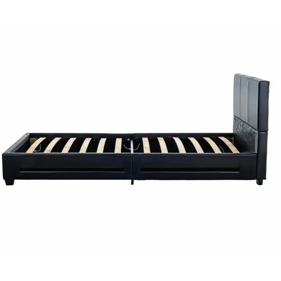 1-Persoons Bedden-Merkloos HOME DELUXE LED bed ASTEROID zwart 90 x 200 cm