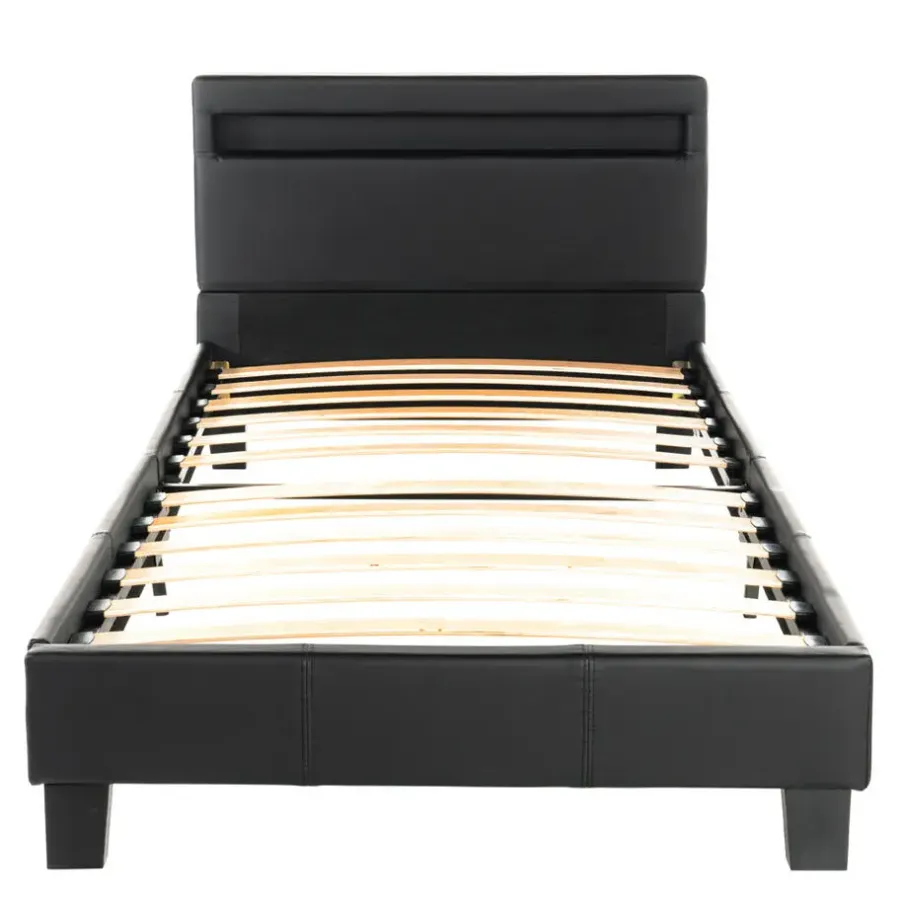 1-Persoons Bedden-Merkloos HOME DELUXE LED bed ASTRO zwart 90 x 200 cm