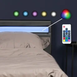 1-Persoons Bedden-Merkloos HOME DELUXE LED bed ASTRO zwart 90 x 200 cm