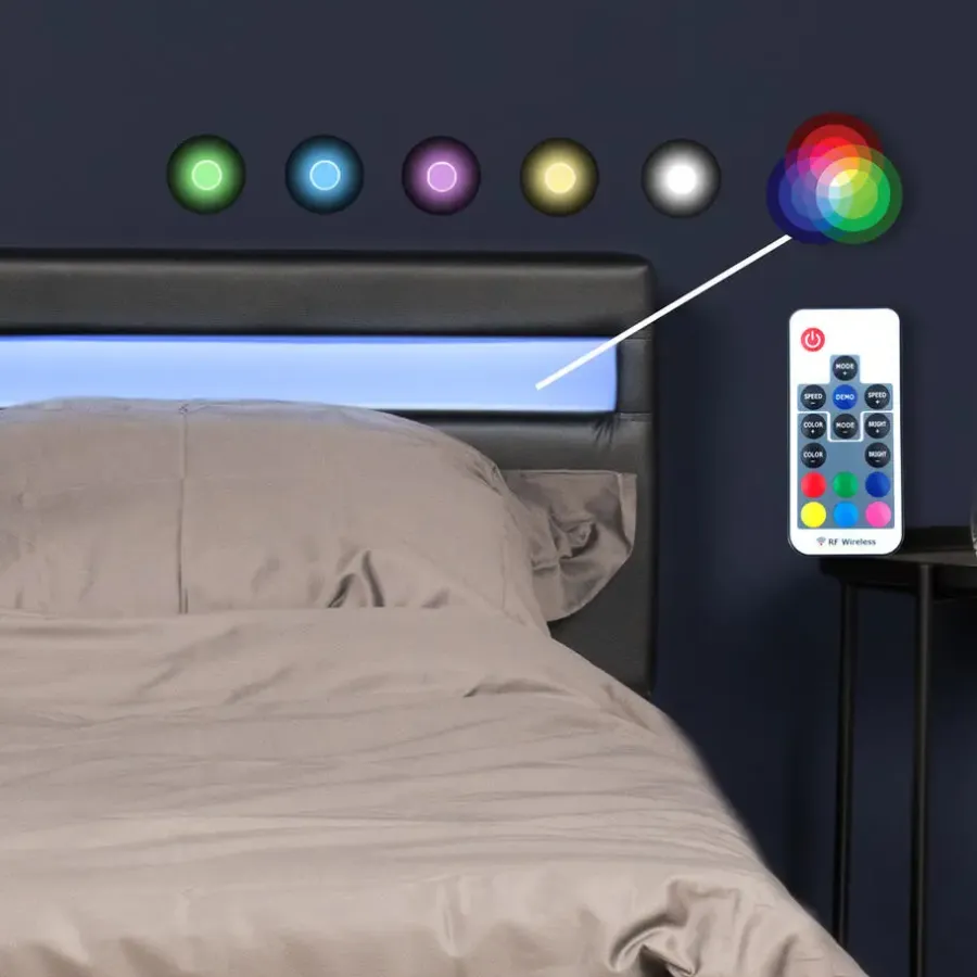 1-Persoons Bedden-Merkloos HOME DELUXE LED bed ASTRO zwart 90 x 200 cm