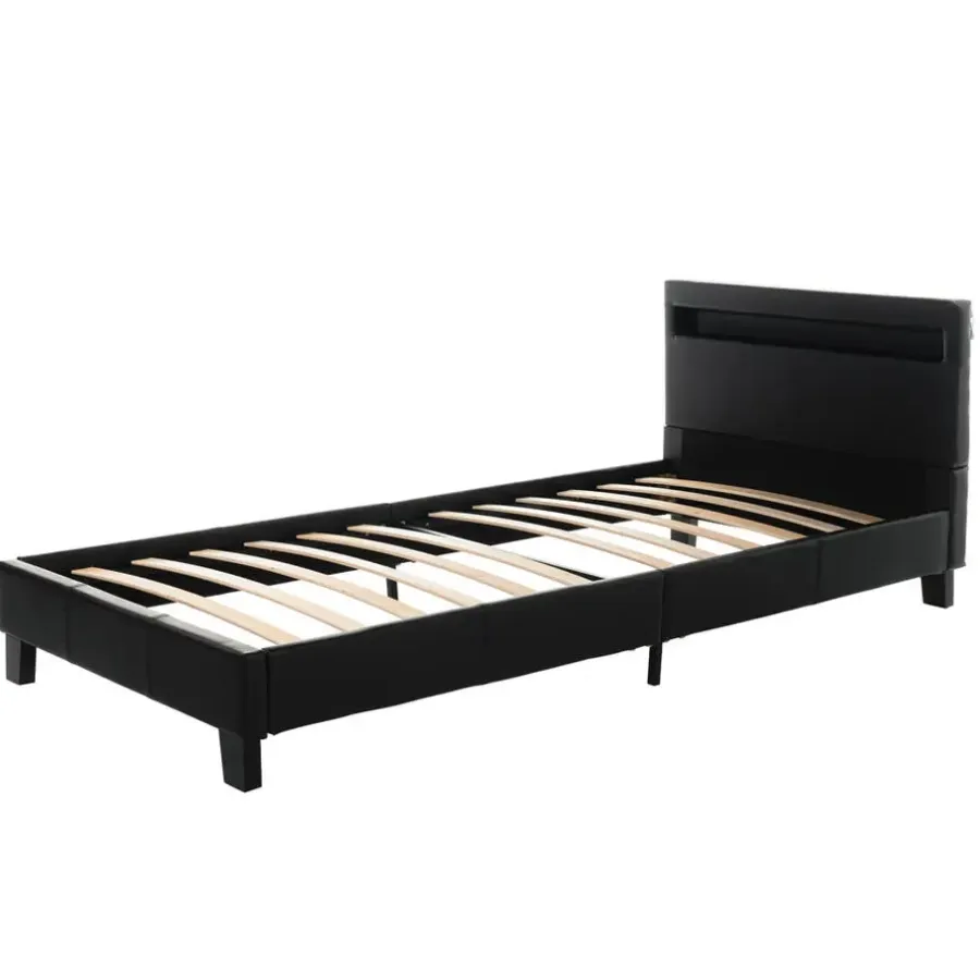 1-Persoons Bedden-Merkloos HOME DELUXE LED bed ASTRO zwart 90 x 200 cm