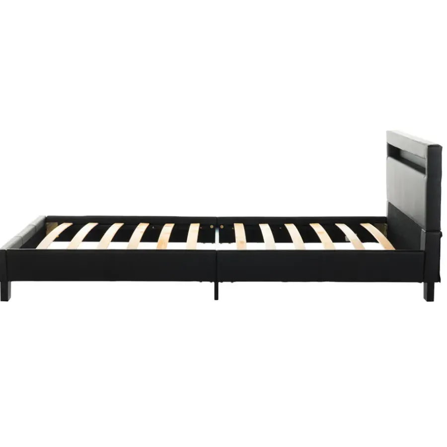 1-Persoons Bedden-Merkloos HOME DELUXE LED bed ASTRO zwart 90 x 200 cm