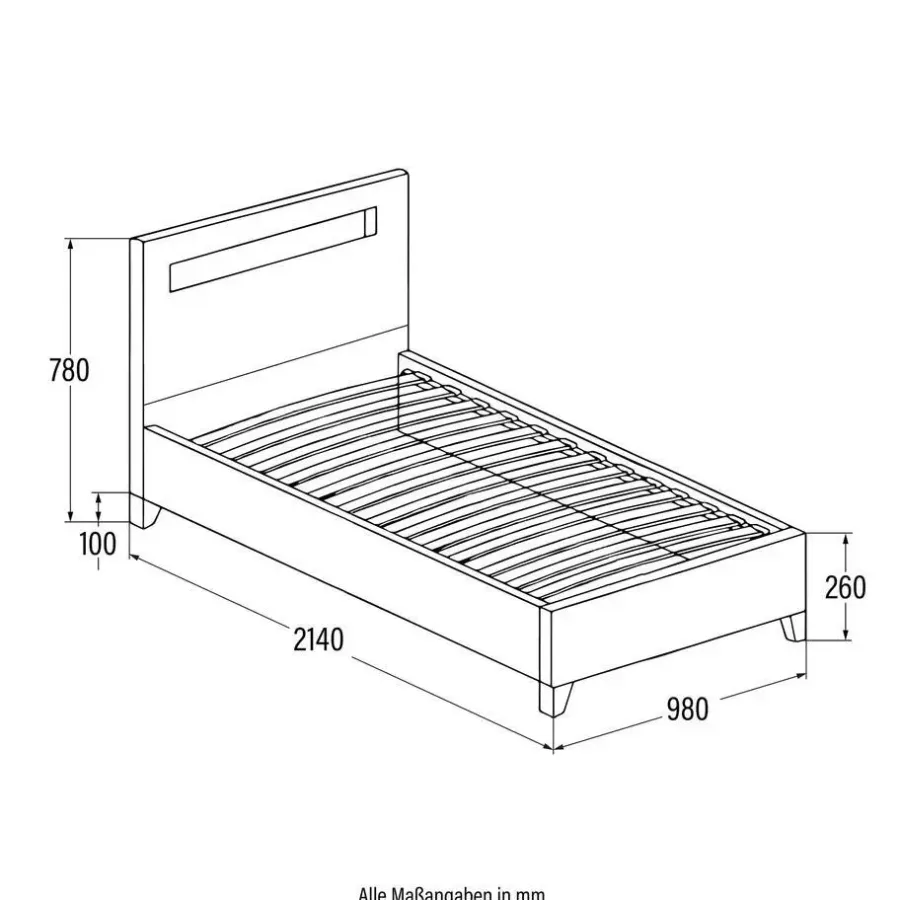 1-Persoons Bedden-Merkloos HOME DELUXE LED bed ASTRO donkergrijs 90 x 200 cm