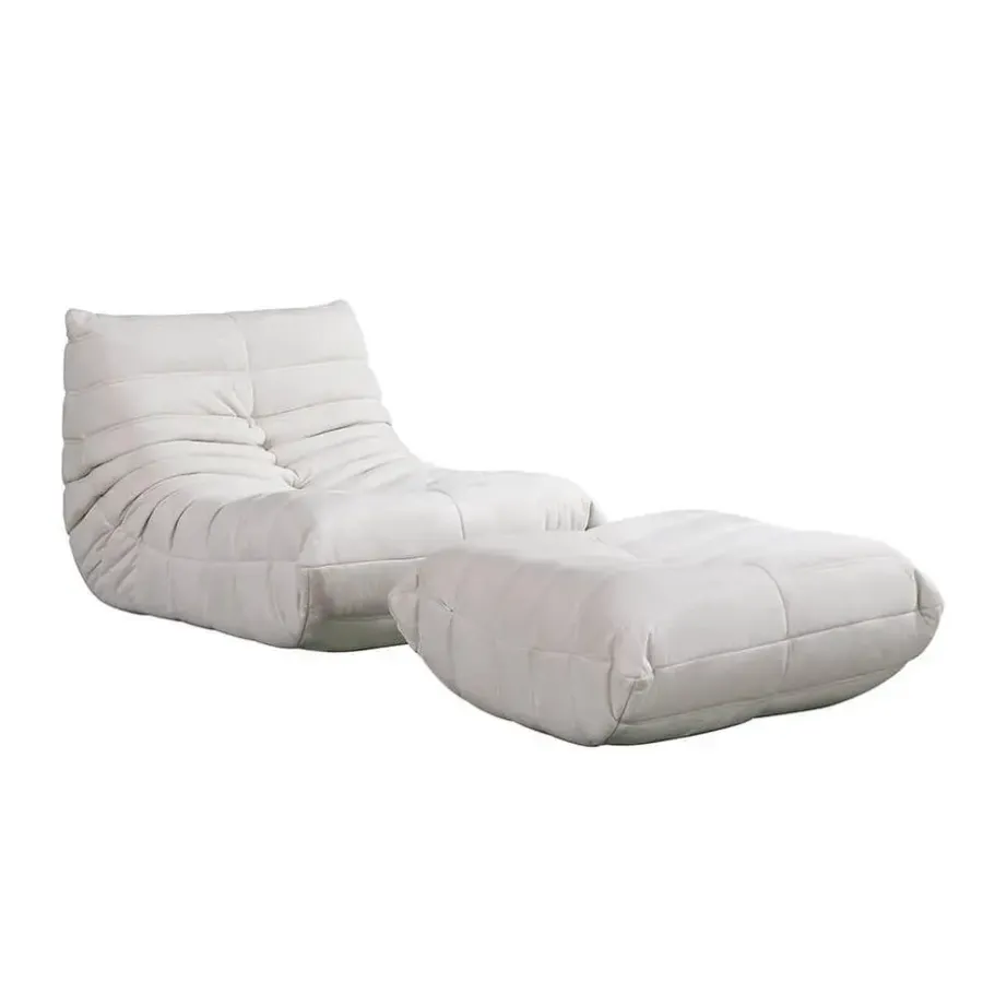 Fauteuils-Merkloos HOME DELUXE Relax fauteuil met kruk CHILL - Beige