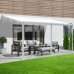 Merkloos HOME DELUXE terrasoverkapping SOLIS wit 496 / 503 x 300 / 303 x 278 / 226 cm