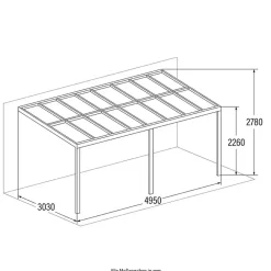 Merkloos HOME DELUXE terrasoverkapping SOLIS grijs 496 / 503 x 300 / 303 x 278 / 226 cm