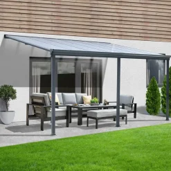 Terrasoverkappingen-Merkloos HOME DELUXE terrasoverkapping SOLIS grijs 496 / 503 x 300 / 303 x 278 / 226 cm