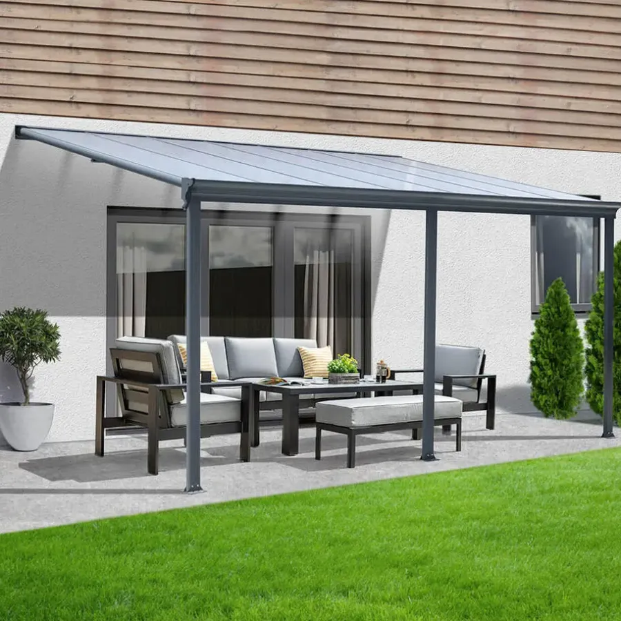 Terrasoverkappingen-Merkloos HOME DELUXE terrasoverkapping SOLIS grijs 496 / 503 x 300 / 303 x 278 / 226 cm