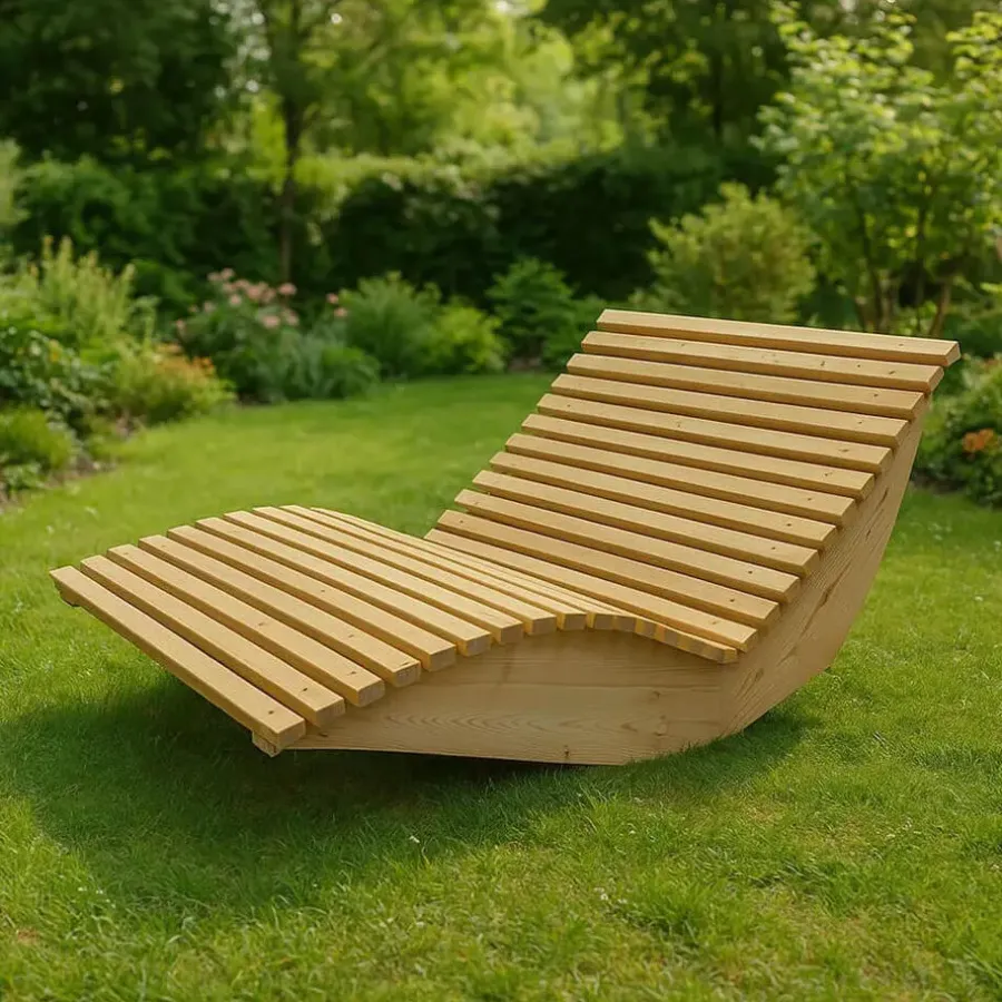 Merkloos HOME DELUXE Wave houten ligstoel WOLGA - 120 cm