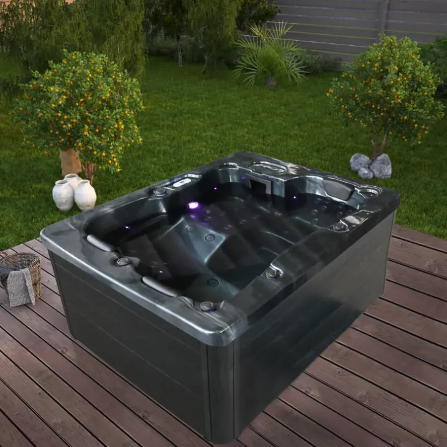 Zwembaden En Accessoires-Merkloos HOME DELUXE Whirlpool buiten ZWART MARBLE Puur