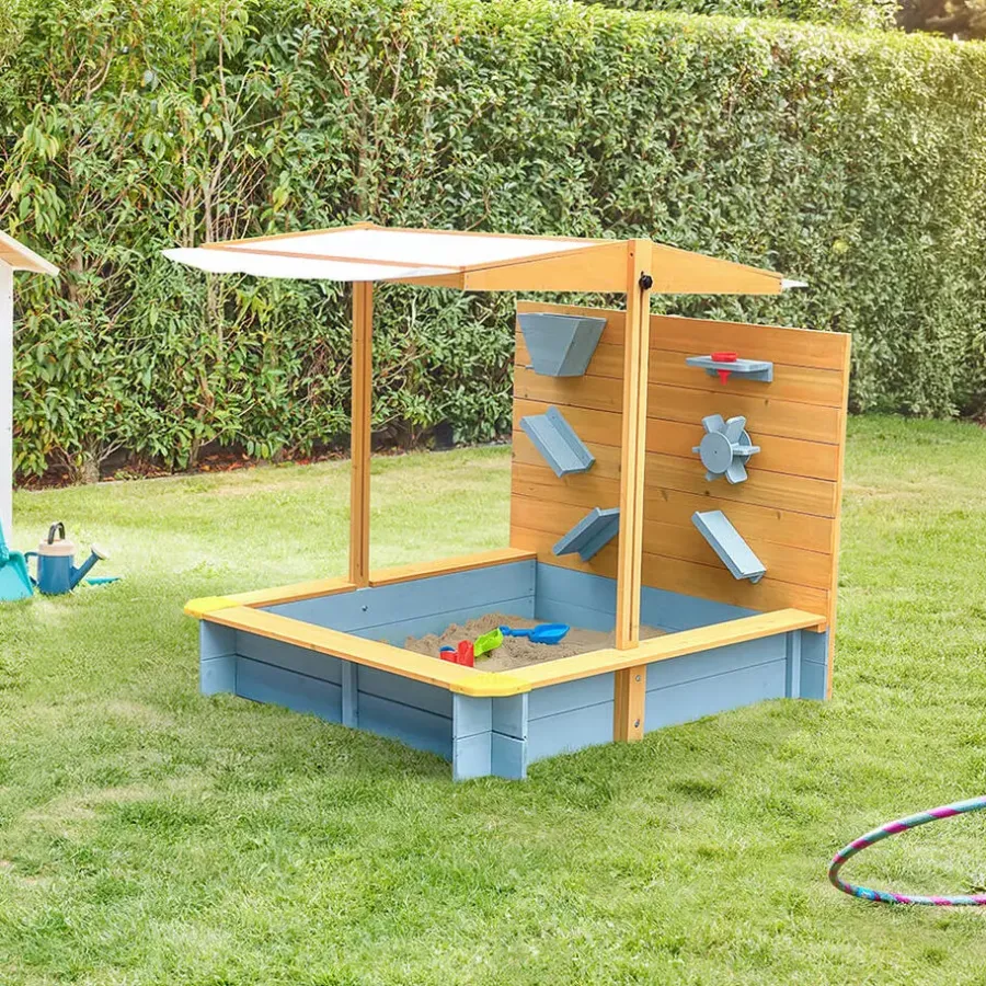 Zandbakken-Merkloos HOME DELUXE Zandbak met overkapping SANDY - hout/grijs
