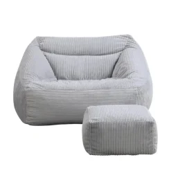 Zitzakken-Merkloos HOME DELUXE zitzak COSY lichtgrijs incl. krukje