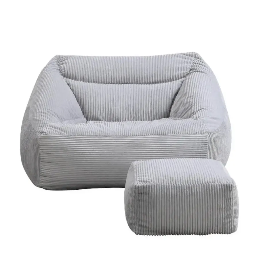 Zitzakken-Merkloos HOME DELUXE zitzak COSY lichtgrijs incl. krukje