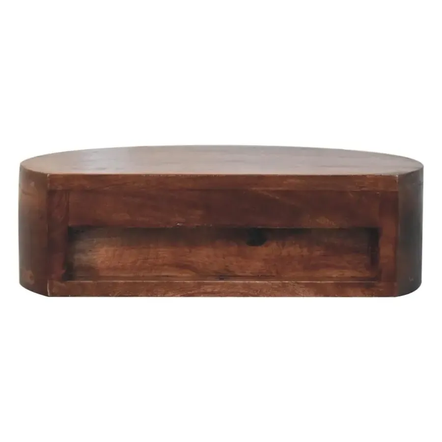 Nachtkastjes|Nachtkastjes-Artisan Furniture Honey Caramel Wandgemonteerde Afgeronde Nachtkastje, 1 Lade, Donkerbruin
