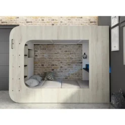 Kinderbedden-Trasman Hoogslaper Graham met gamebureau 90x200cm - den