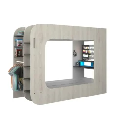 Kinderbedden-Trasman Hoogslaper Graham met gamebureau 90x200cm - den