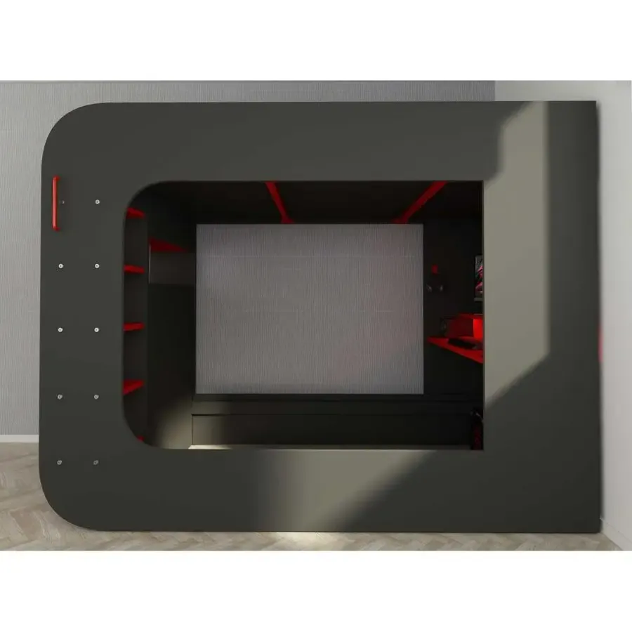 Trasman Hoogslaper Graham met gamebureau 120x200cm - antraciet/rood