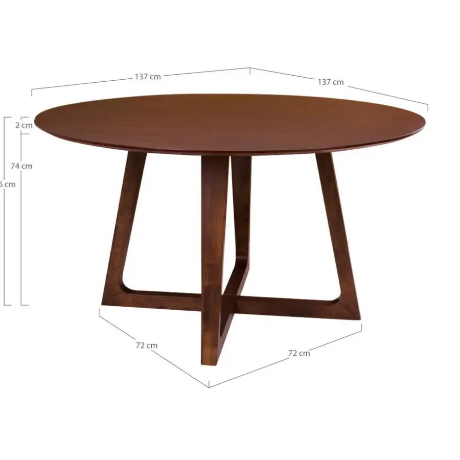 House Nordic Eetkamertafel Hellerup Walnoot Ø137 cm