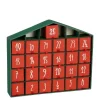 House of Seasons Adventskalender - L5 x B33 x H28 cm - Rood, Groen