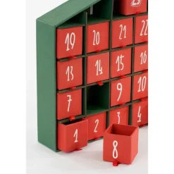 House of Seasons Adventskalender - L5 x B33 x H28 cm - Rood, Groen