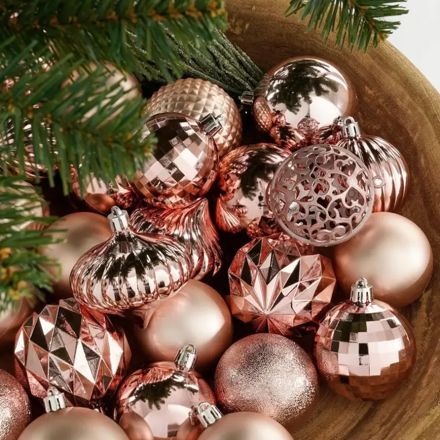 Kerstdecoratie-House of Seasons Kerstballen Set - 60 Stuks - Roze