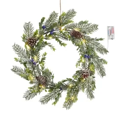 Kerstverlichting-House of Seasons Kerstkrans met LED Verlichting - Ø42 cm - Groen