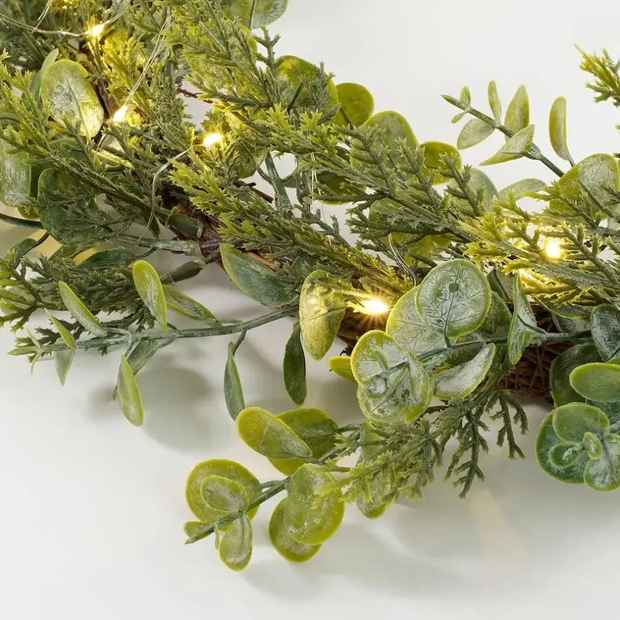 House of Seasons Kerstkrans met LED Verlichting - Ø45 cm - Groen