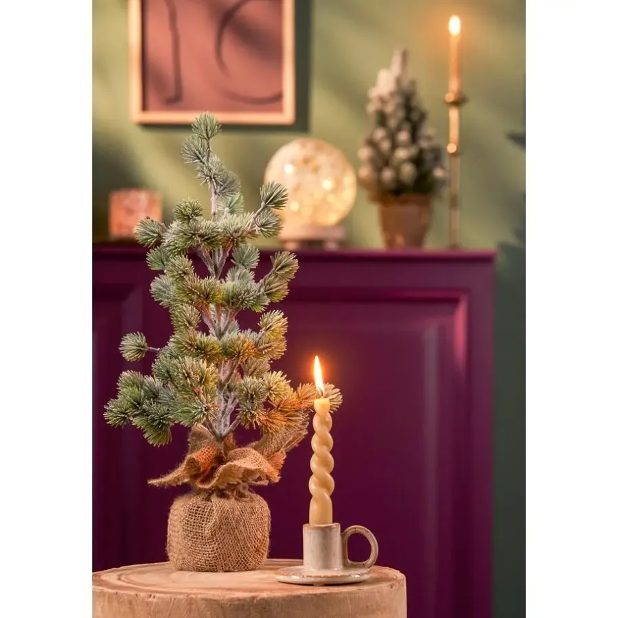 Kerstbomen-House of Seasons Kunstkerstboom in Jute - H45 x Ø23 cm - Groen Frosted