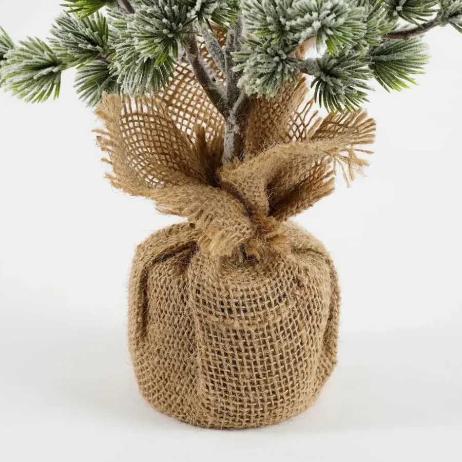Kerstbomen-House of Seasons Kunstkerstboom in Jute - H45 x Ø23 cm - Groen Frosted