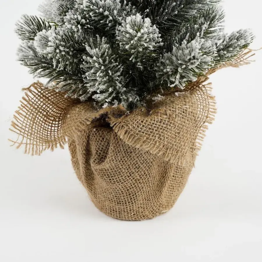 Kerstbomen-House of Seasons Kunstkerstboom in Jute - H60 x Ø30 cm - Groen Frosted