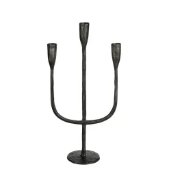 Kandelaars En Windlichten-House of Seasons Stretto Kandelaar - L21 x B9,5 x H40,5 cm - Zwart