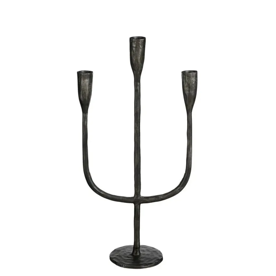 Kandelaars En Windlichten-House of Seasons Stretto Kandelaar - L21 x B9,5 x H40,5 cm - Zwart