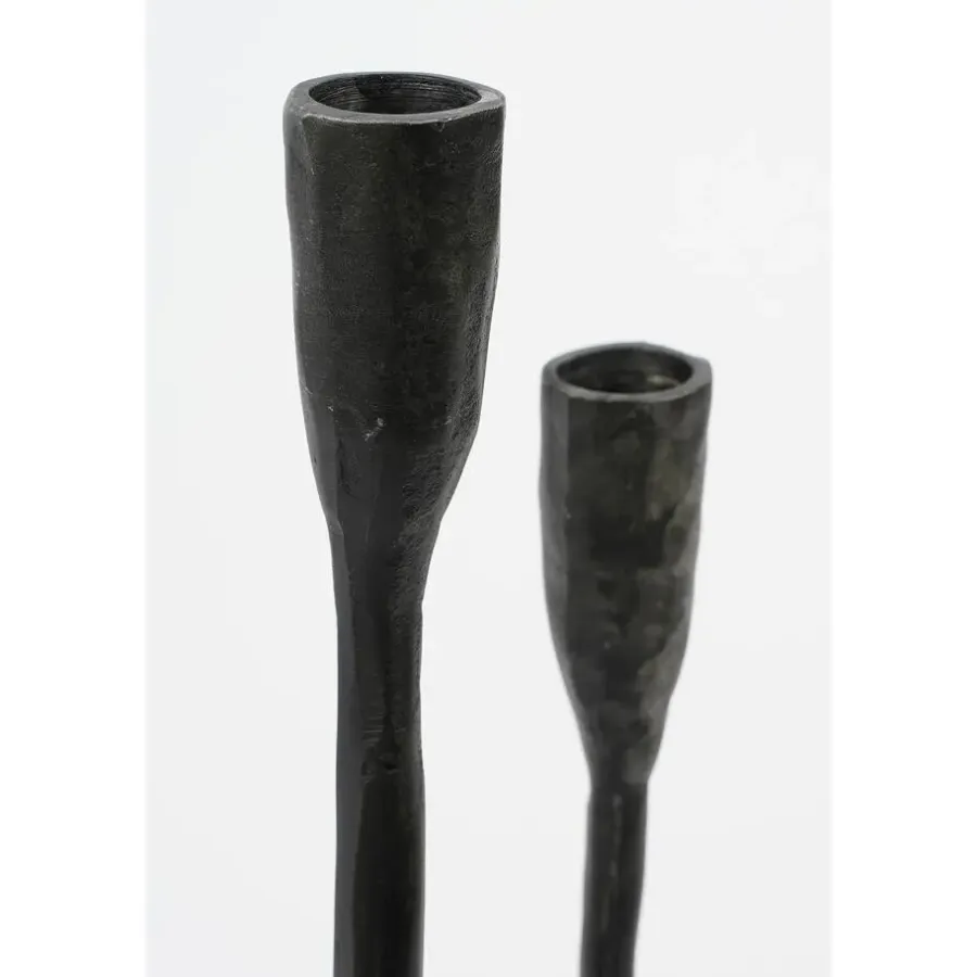 Kandelaars En Windlichten-House of Seasons Stretto Kandelaar - L21 x B9,5 x H40,5 cm - Zwart
