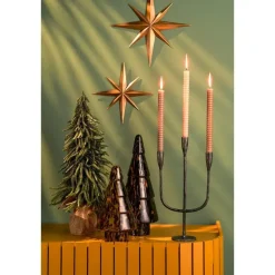 Kandelaars En Windlichten-House of Seasons Stretto Kandelaar - L21 x B9,5 x H40,5 cm - Zwart
