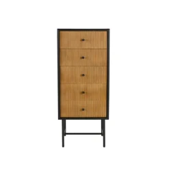Wandkasten-Housecraft Living Coztilla Kast/ Opbergkast Hoog Zwart/ Bruin