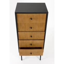 Wandkasten-Housecraft Living Coztilla Kast/ Opbergkast Hoog Zwart/ Bruin