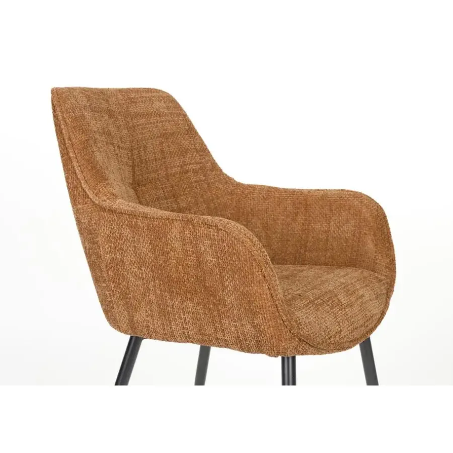 Eetkamerstoelen-Housecraft Living Jez Eetkamerstoelen met armleuning Oranje - Set van 2