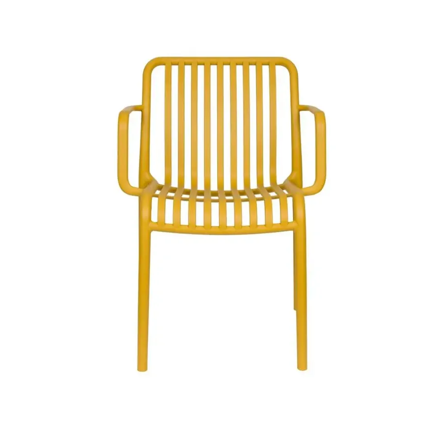 Housecraft Living Mante Tuinstoelen Armleuning Kunststof Geel - Set van 4