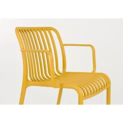 Housecraft Living Mante Tuinstoelen Armleuning Kunststof Geel - Set van 4