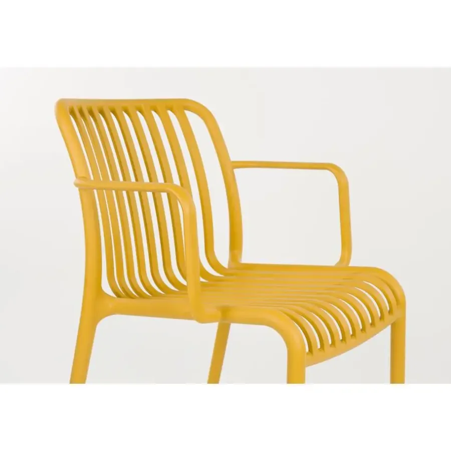 Housecraft Living Mante Tuinstoelen Armleuning Kunststof Geel - Set van 4