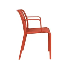Tuinstoelen-Housecraft Living Mante Tuinstoelen Armleuning Kunststof Terra/ Rood - Set van 4