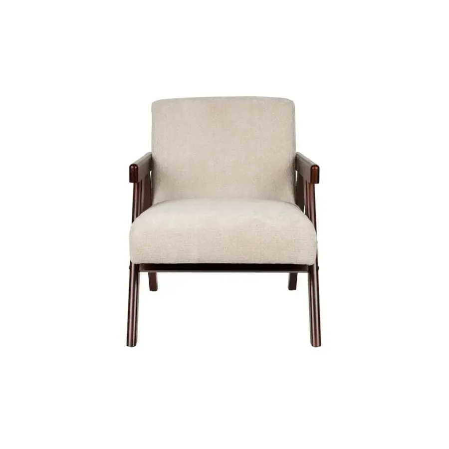 Housecraft Living Panadero Fauteuil met armleuning Hout Bruin donker/ Beige
