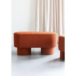 Housecraft Living Housecraft Marcos Bankje Bouclé Rood/ Bruin