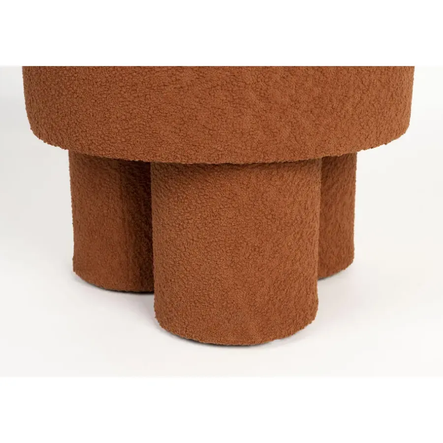 Poefen-Housecraft Living Housecraft Marcos Kruk/ Poef Bouclé Rood/ Bruin