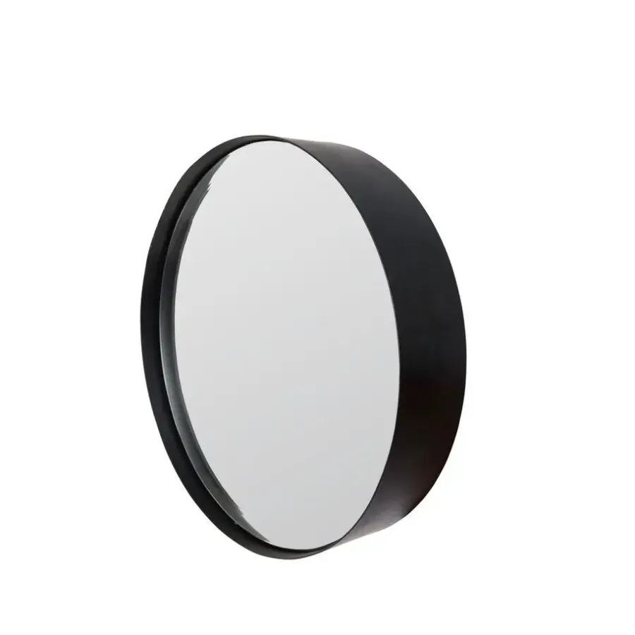 Spiegels-Housecraft Living Housecraft Raj Spiegel/ Wandspiegel/ Badkamerspiegel Rond Metaal 60x60 cm Zwart